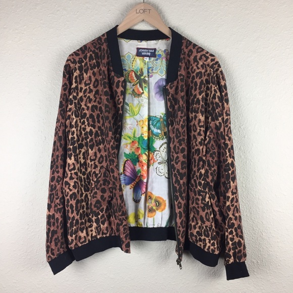 Johnny Was Jackets & Blazers - Johnny Was Silk Leopard Bomber Jacket Size Large